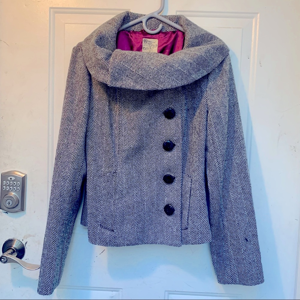 Super cute asymmetrical hip length jacket